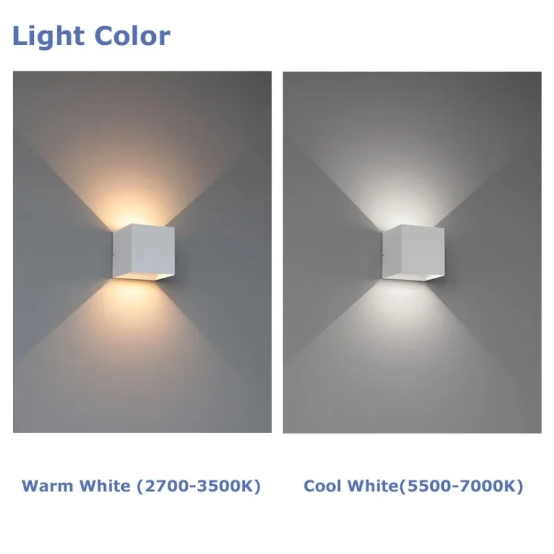 6 واط/12 واط LED مصباح الجدار مقاوم للماء باللون الأسود/الأبيض/الرمادي للإضاءة الداخلية والخارجية أضواء الجدار الألومنيوم التيار المتناوب 110 فولت 220 فولت