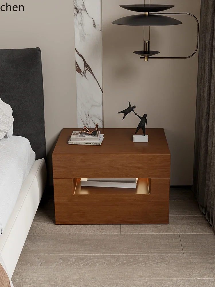 

BB bedside table modern minimalist high-end sense solid wood bedroom storage locker multi-function