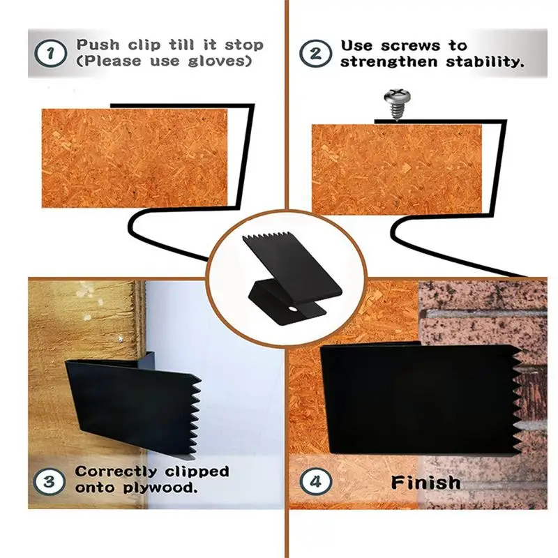 Window Board-Up Clips Reusable Storm Plywood Clips Shutter Hardware Storm Window Clips Board-Up Clips For Plywood Brick Wood