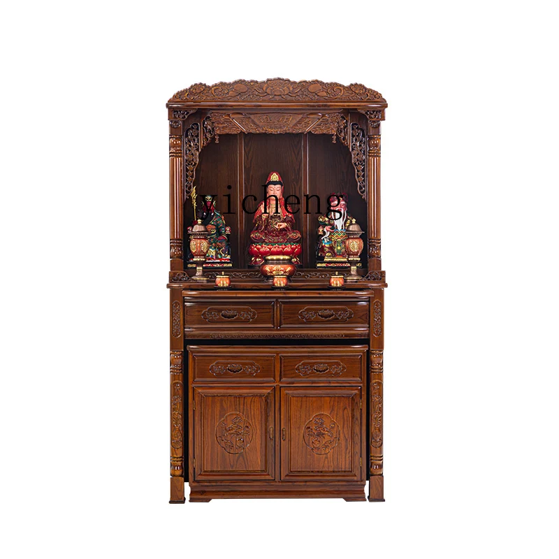 

Solid Wood Buddha Shrine Altar Cabinet God of Wealth Guanyin Buddha Worship Table Cabinet Buddha Statue Altar