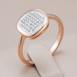 Kinel Luxury Full Natural Zircon Square Rings For Women 585 Rose Gold Silver Color Mix Setting Daily Bride Wedding Fine Jewelry