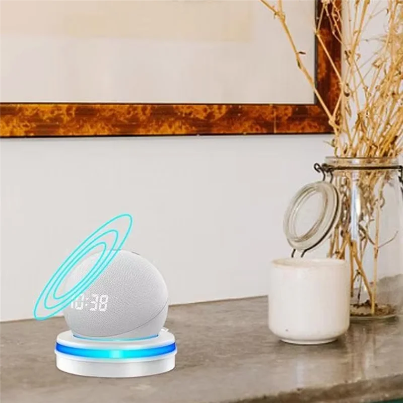 قوس سطح المكتب لـ Echo Dot5/4 حامل مستقر لتوفير المساحة ملحقات سماعات المنزل الذكي White-VVNB
