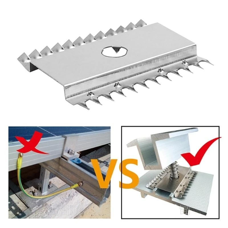 50pcs Rack Grounding Conductive Gasket Stainless Steel Solar Panel Lightningproof Grounding Conductive Sheet Plate