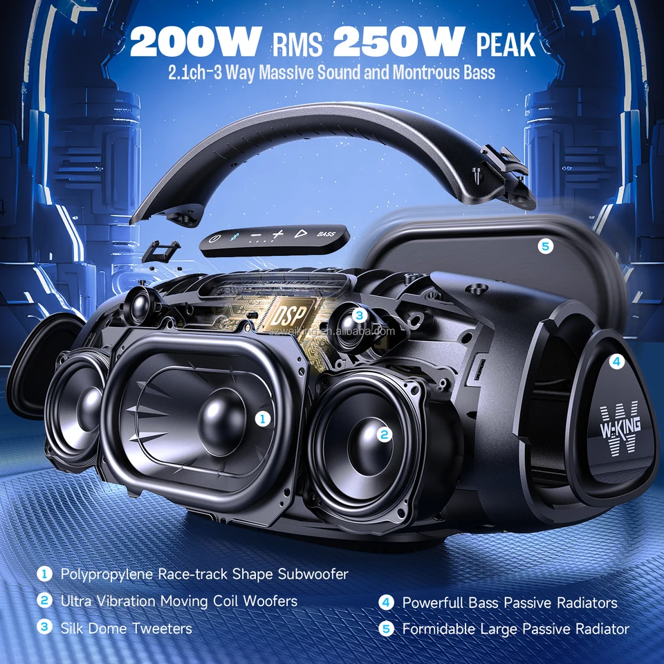 W-King X20 Bluetoothスピーカー ブームボックススピーカー 最大300W