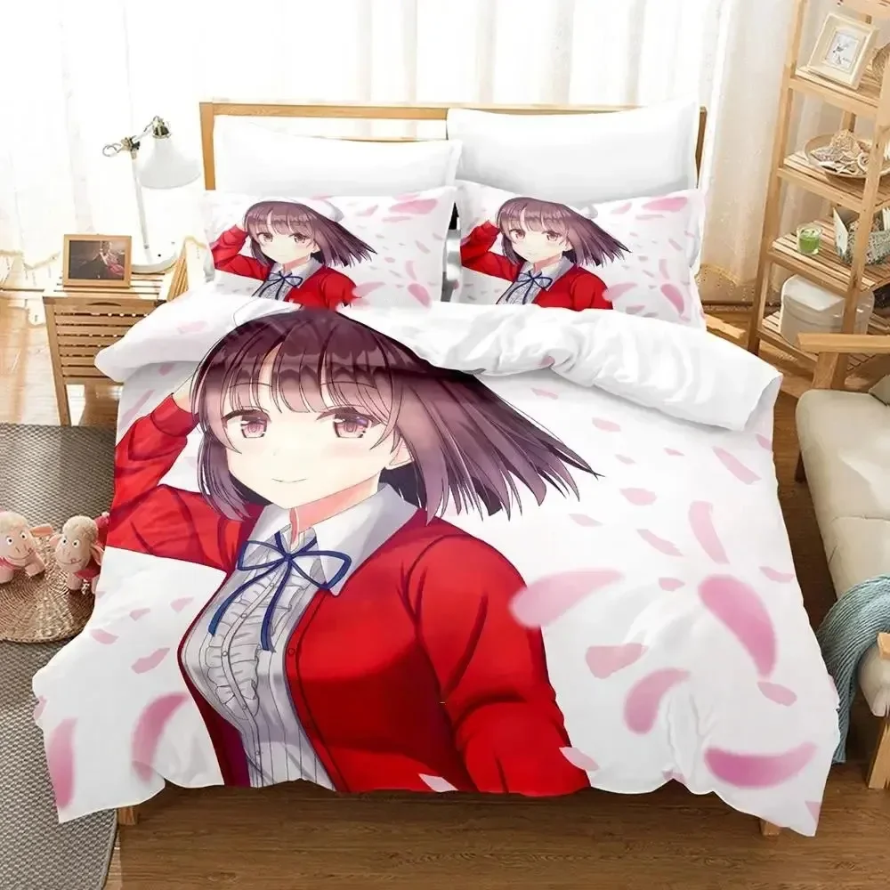 3D Anime Megumi Kato Saekano Bedding Set Duvet Cover Bed Set Quilt Cover Pillowcase Comforter king Queen Size Boys Adult Bedding