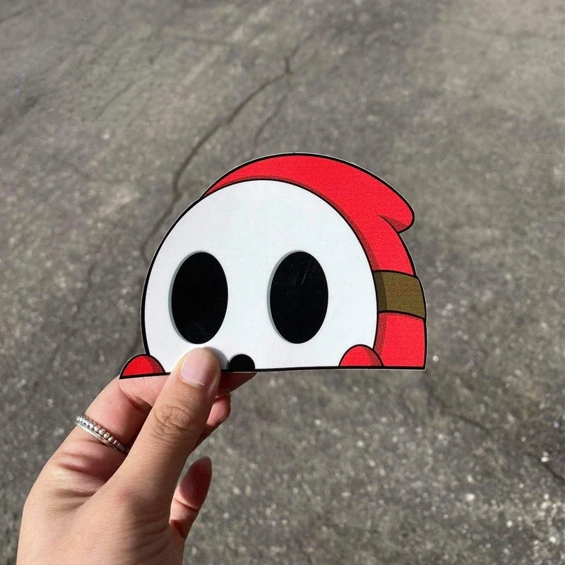Cartoon Chibi Big Head Shy Guy Peeker Sticker, Fun Graffiti Design, JDM Style Decoration for Car Windows and Bumpers view 2