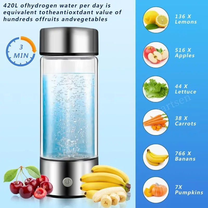 

Rich Hydrogen Oxygen Water Cup H2 Inhalation Device Water Bottle SPE PEM Dual Chamber Maker Lonizer Healthcare Water Cup