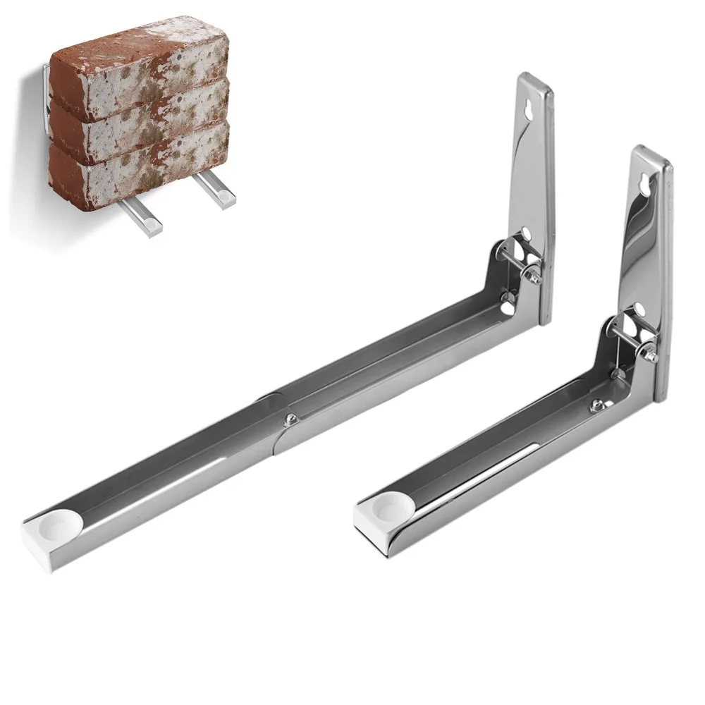 2PCS Practical Stainless Steel Microwave Oven Bracket Adjustable Load 55 Lb Oven Shelf Wall Mount Rack Kitchen Storage