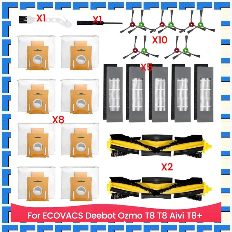 

ABNG For ECOVACS Deebot Ozmo T8 T8 Aivi T8+ T8 AIVI+ T8 MAX N8 Pro Plus/N8 Pro N8+ Plus N8 Pro+ Replacement Parts Kits