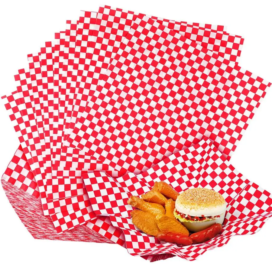 

1000 Sheets Wax Deli Paper Sheets for Food 12 x 12 Inch Checkered Dry Waxed Deli Basket Liners for Sandwich Wrapping, Food Baske