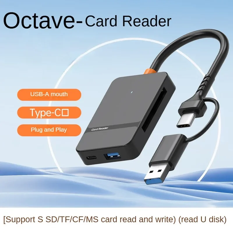 USB C 8-in-1 card reader Support S SD/TF/CF/MS card read and write read U disk