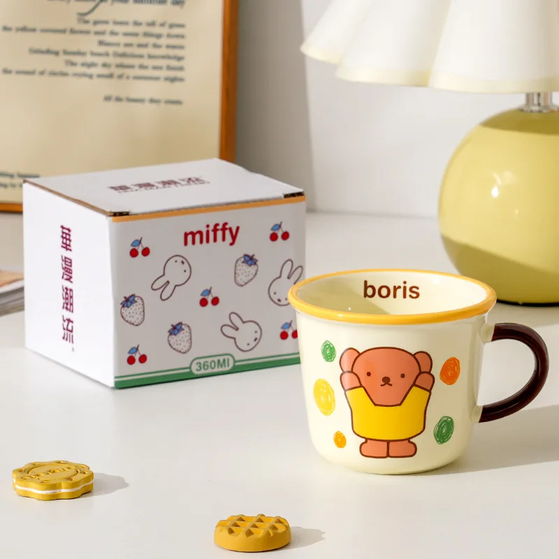 Kubek ceramiczny 2025 Nowy Kawaii Miffy Królik Kreskówkowy Boris Kubek do kawy do biura Kubek na śniadanie dla studenta Kubek na mleko Prezent świąteczny dla pary