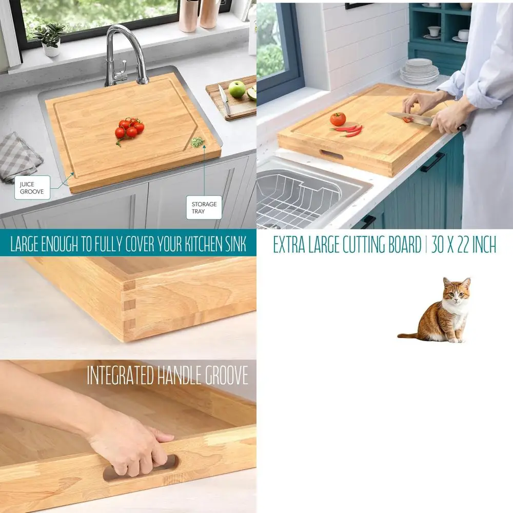 

30x22 Кухонная крышка 3-в-1: электрическая плита, разделочная доска, пуфик с канавкой для сока