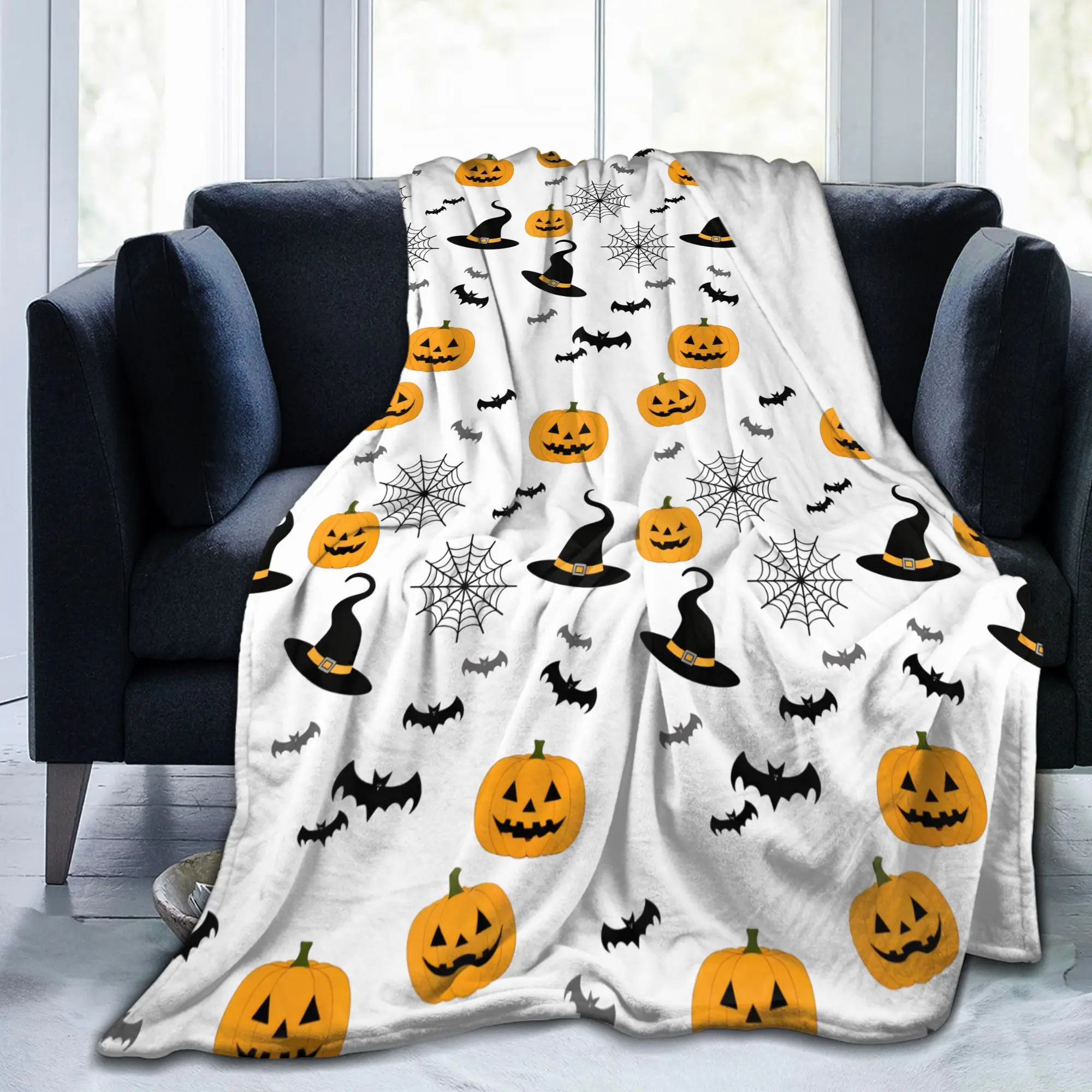 

Одеяла на Хэллоуин, коралловый флис, плюшевая осенне-зимняя шляпа ведьмы, черная летучая мышь, тыква, мягкое одеяло, кровать, уличное покрывало