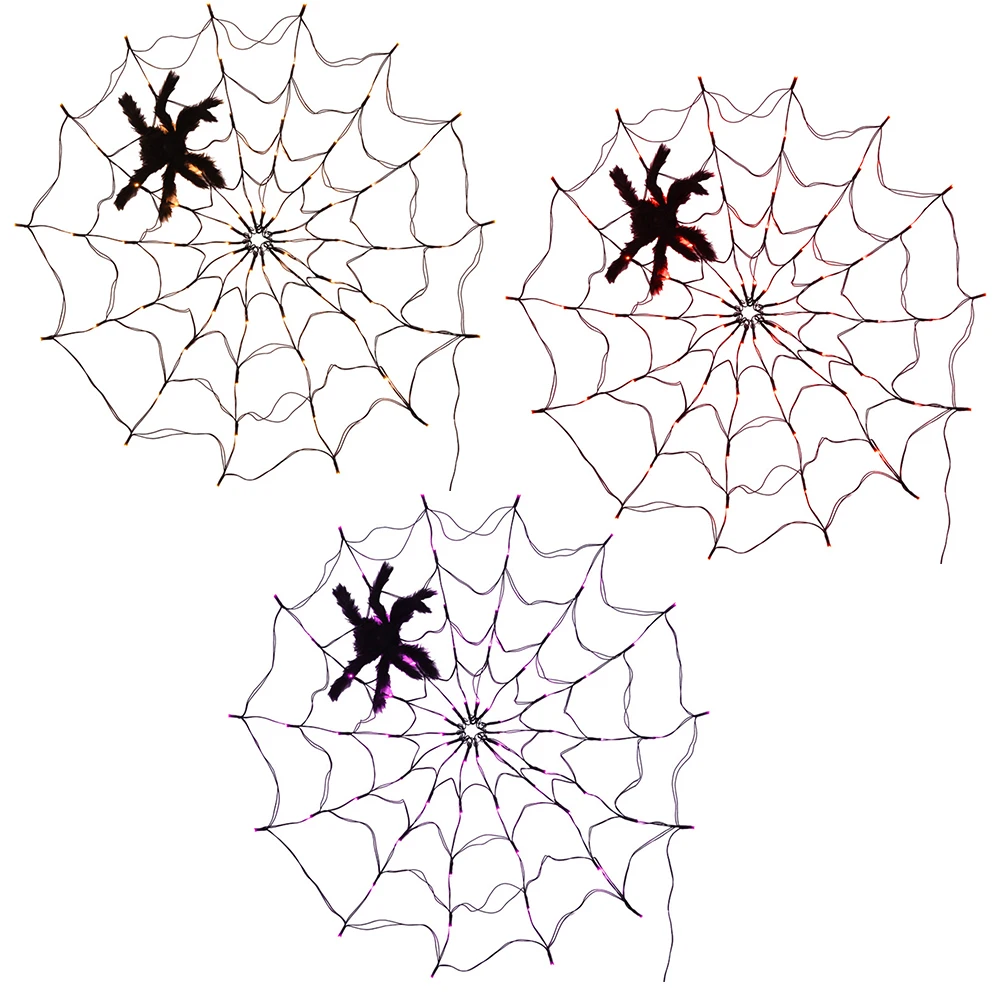 

Spider Web Halloween Decoration Outdoor Lights 70 LED with Plush Spider Stretch Cobweb Lighted Decor for Indoor Outdoor Decor