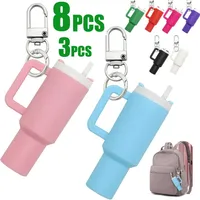 3/8PCS Mini Cup Tumbler Keychain Cute Keychain for Stanley Cup Women Girls School Bag Backpacks Lip Balm Holder Good Party Gift