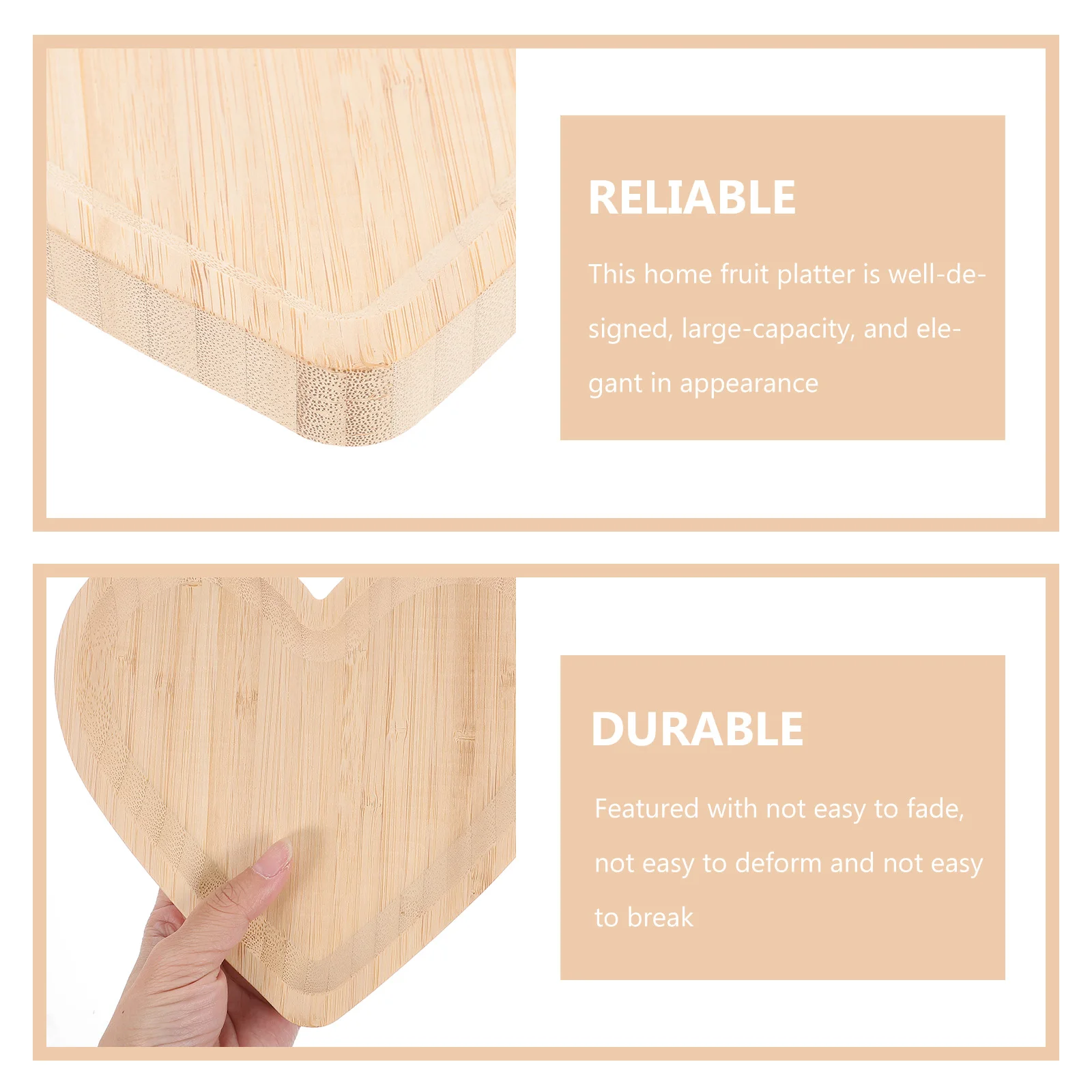 

1pc Heart Shaped Wooden Tray Large Capacity Serving Plate For Fruits Snacks Desserts Multipurpose Kitchen Tableware Bread Dish