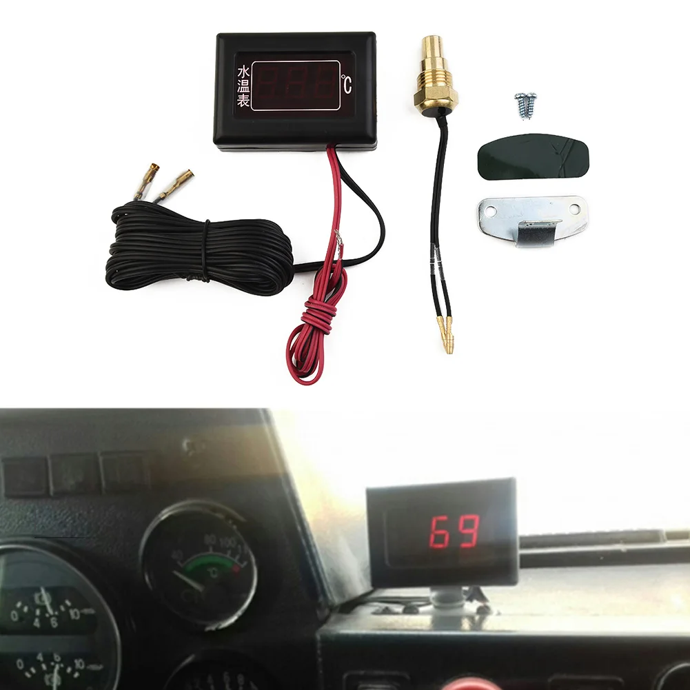 New Universal Digital Water Temperature Gauge Kits & Sensor Plug For Car Engin