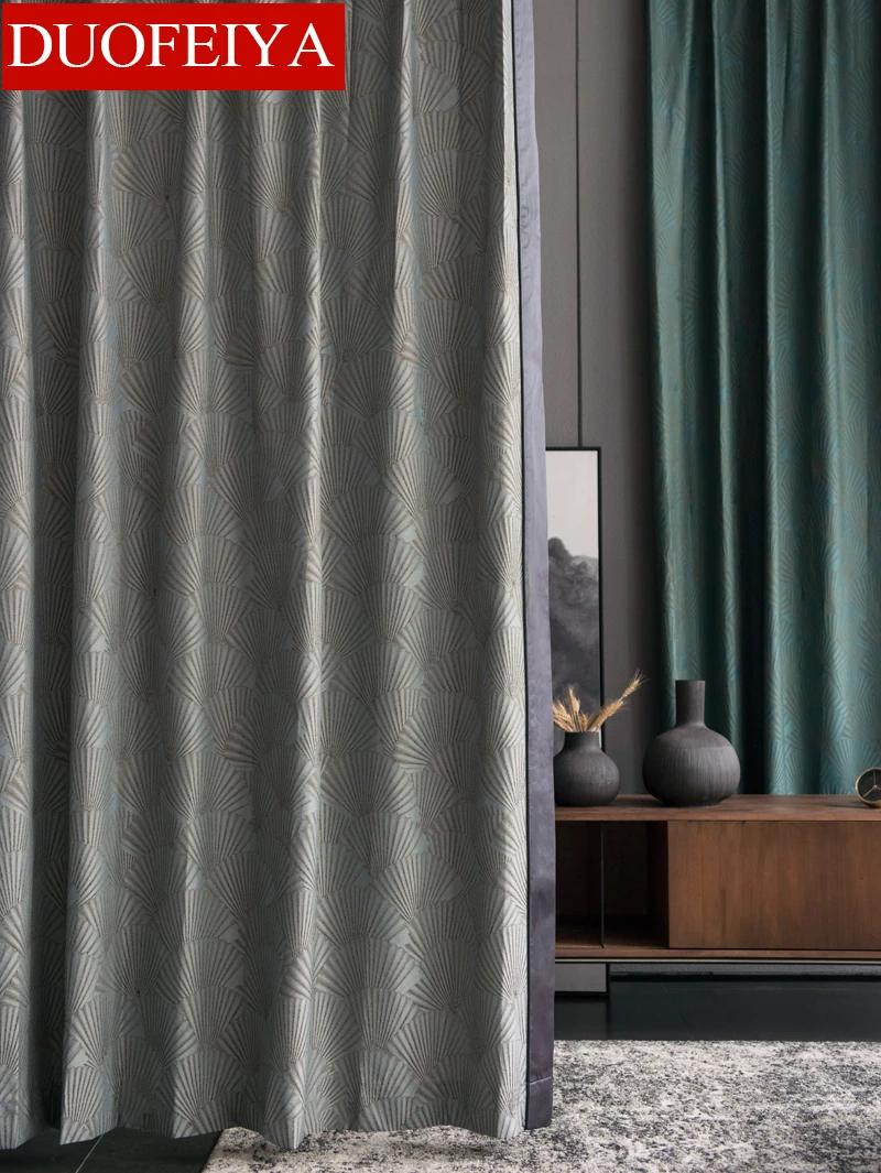 

2023 New Curtains for Living Room Study New Chinese Style Light Luxury European Style Jacquard 100% Full Blackout Luxury