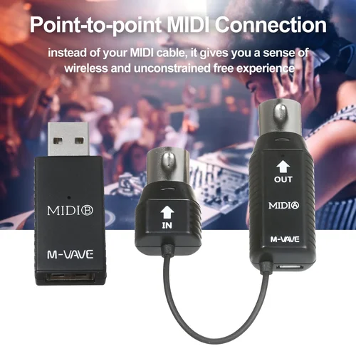 Imagen 2 del producto ﻿   M-VAVE MS1 Mini sistema de transmisión inalámbrica Adaptador inalámbrico MIDI Soporte Plug and Play para dispositivos con MIDI