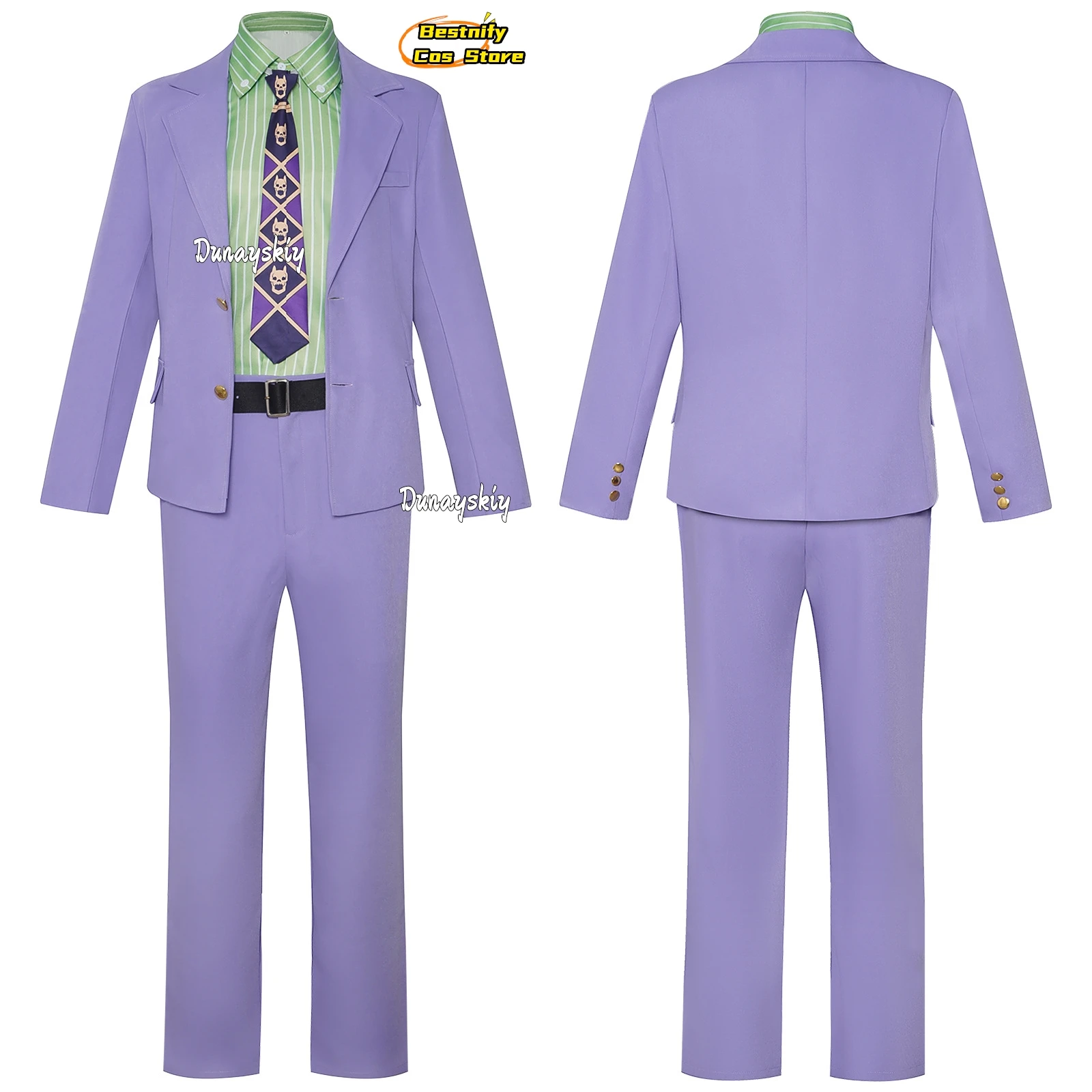КосплейАниме Невероятные приключения ДжоДжо Кира Йошикаге Косплей Костюм Мужская униформа Костюмы Пальто Брюки Галстук Рубашка Парик Ролевая игра Наряд
