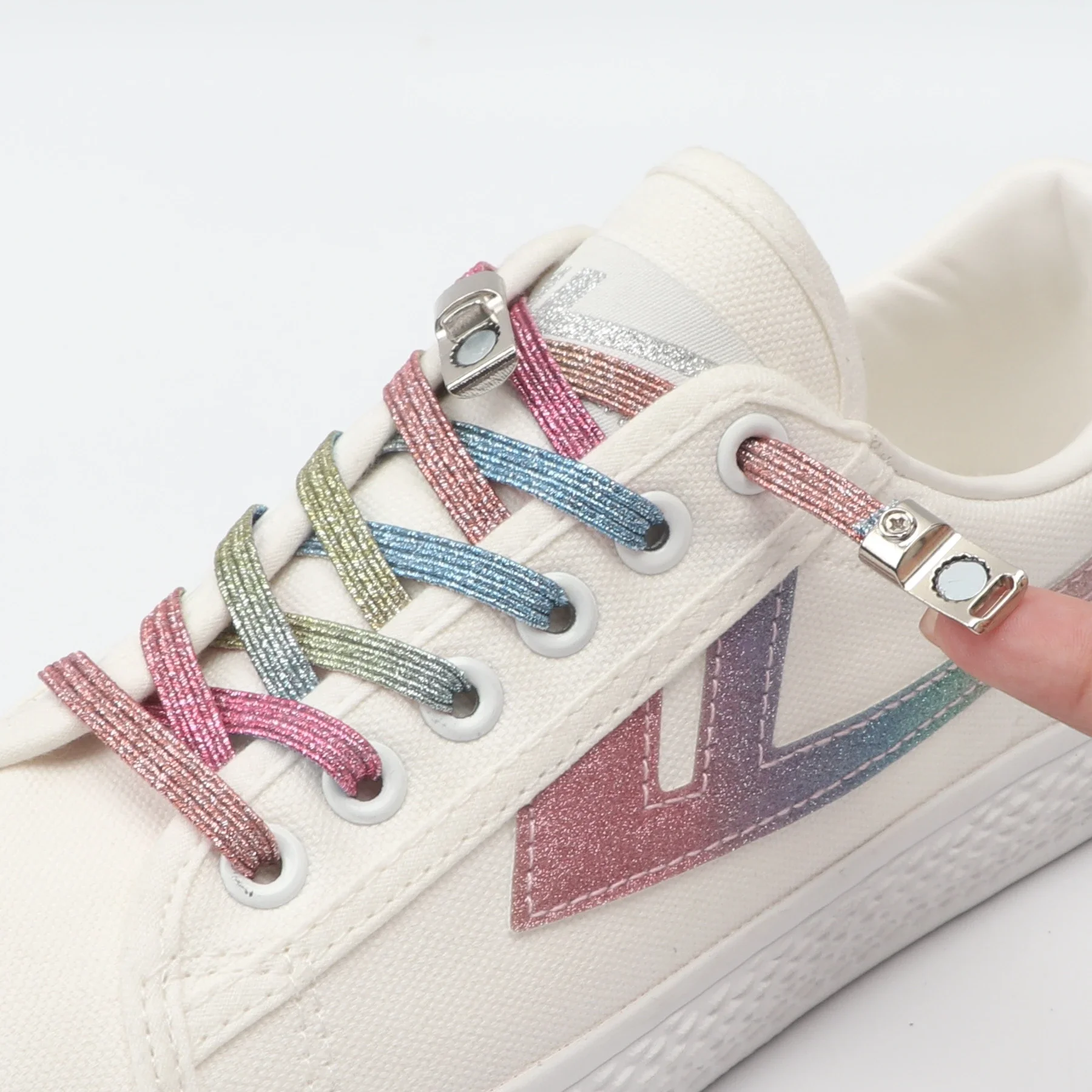 Magnetic Metal No Tie Shoe Lace Locking Quick Elastic Shoelaces Flat Child Adult Unisex Safety Leisure Sneakers Lazy Shoelace