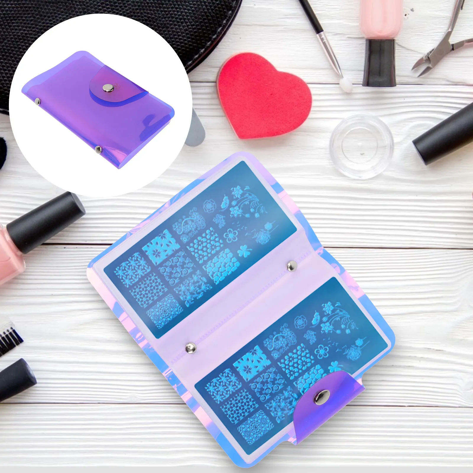 

Органайзер-чехол для плашек для стемпинга и принадлежностей для нейл-арта, прямоугольный, на 20 слотов