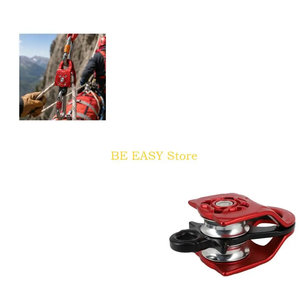 E28F Garage Hauling Pulley Block with Side Plate Housing and Two Sheaves for Line Control During Rope Routing Tasks