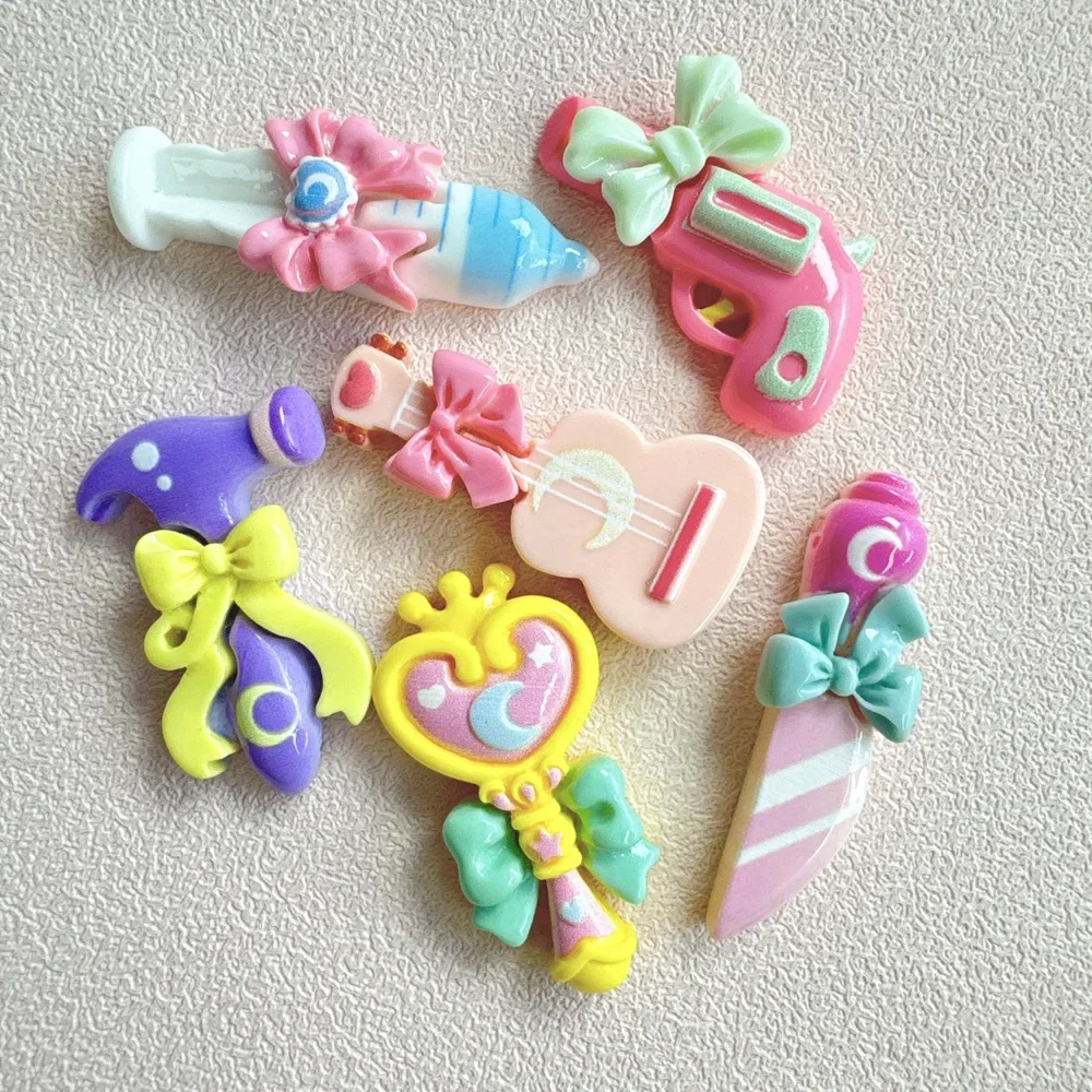 5 pçs vara mágica anjo dos desenhos animados resina flatback cabochão diy artesanato materiais criança artesanal jóias encantos