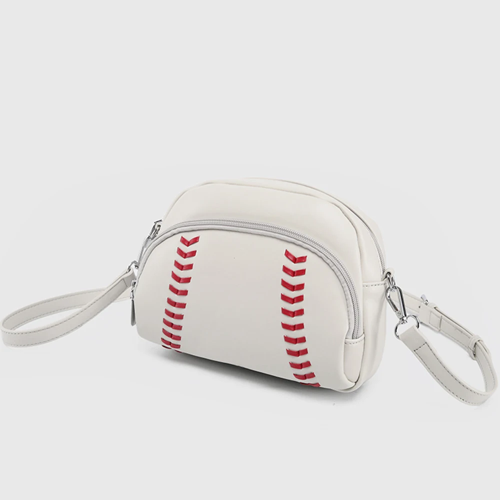Red White Baseball Shape Crossbody Bag Creative Color Block Design Small Purse Minimalist Style Handbag Women Crossbody Purse