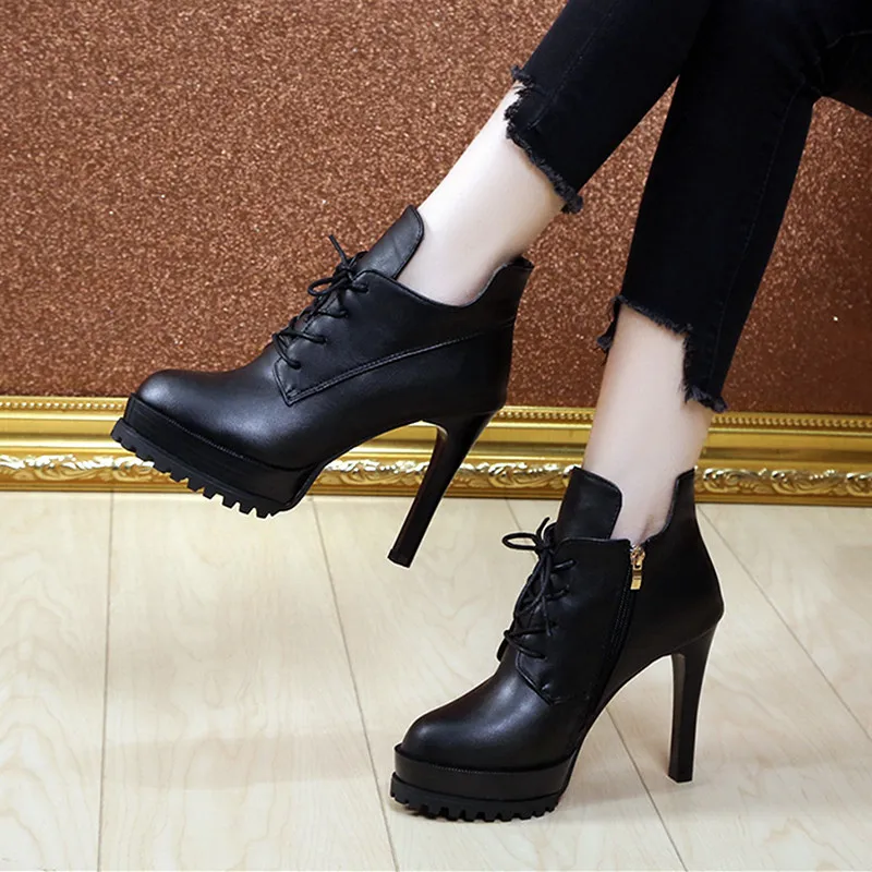 High Heels Women Shoes 2023 New Black Heels Platform Shoes Side Zipper Designer Shoes for Women Fashion Lacing Sexy Womens Heels