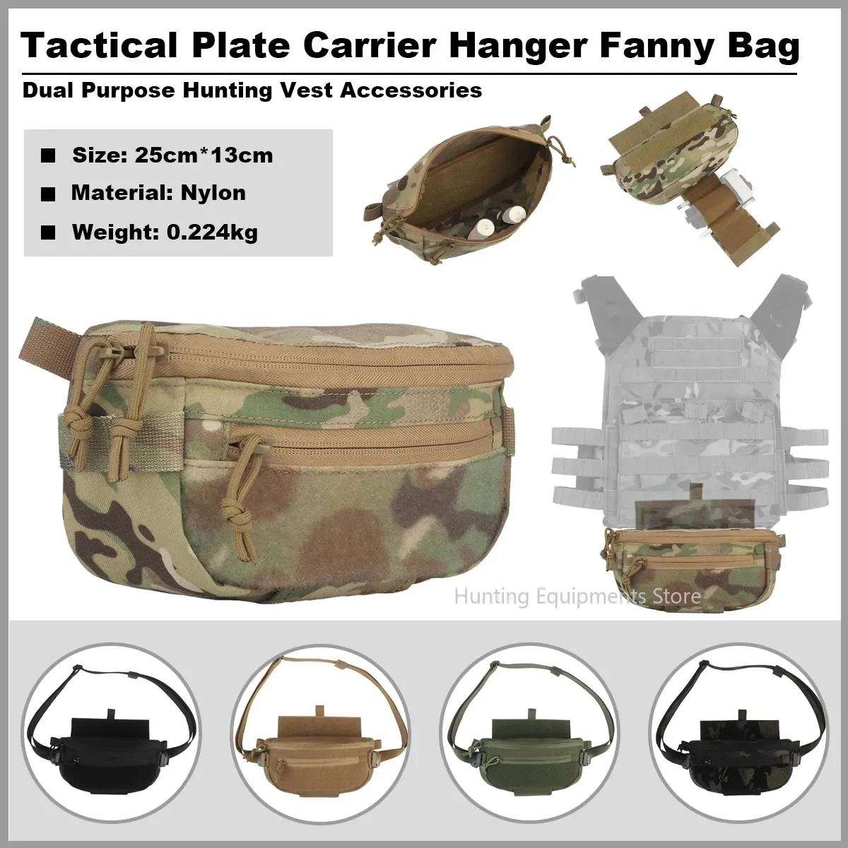

Tactical Plate Carrier Hanger Fanny Bag Airsoft Drop Pouch Abdominal Dangler Six Pack Hunting Vest Accessories Dual Purpose Gear