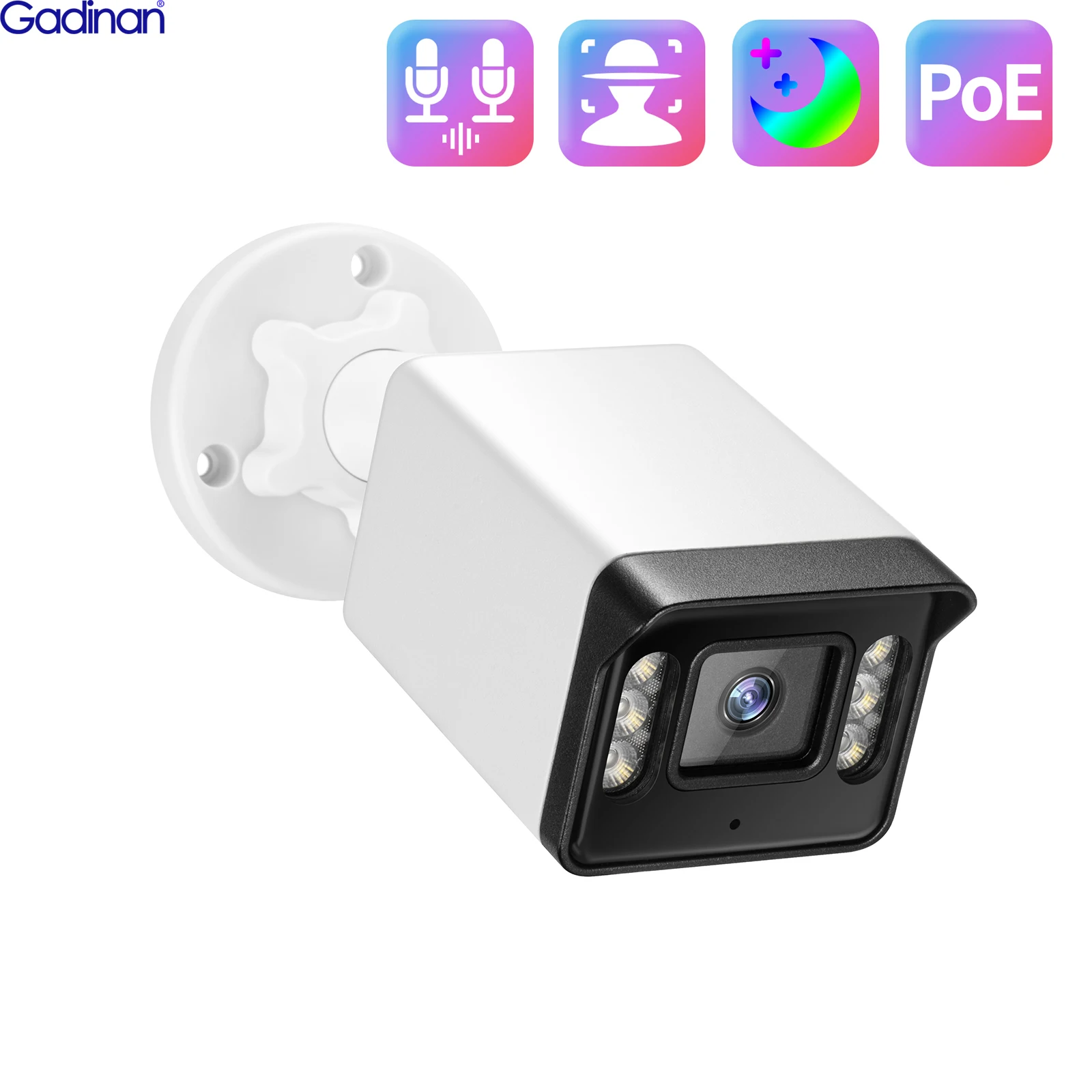 

Gadinan Motion Detection Alar 8MP 4K IP Camera Outdoor Color Night Vision AI Face Detection Security Camera Two Way Audio Onvf