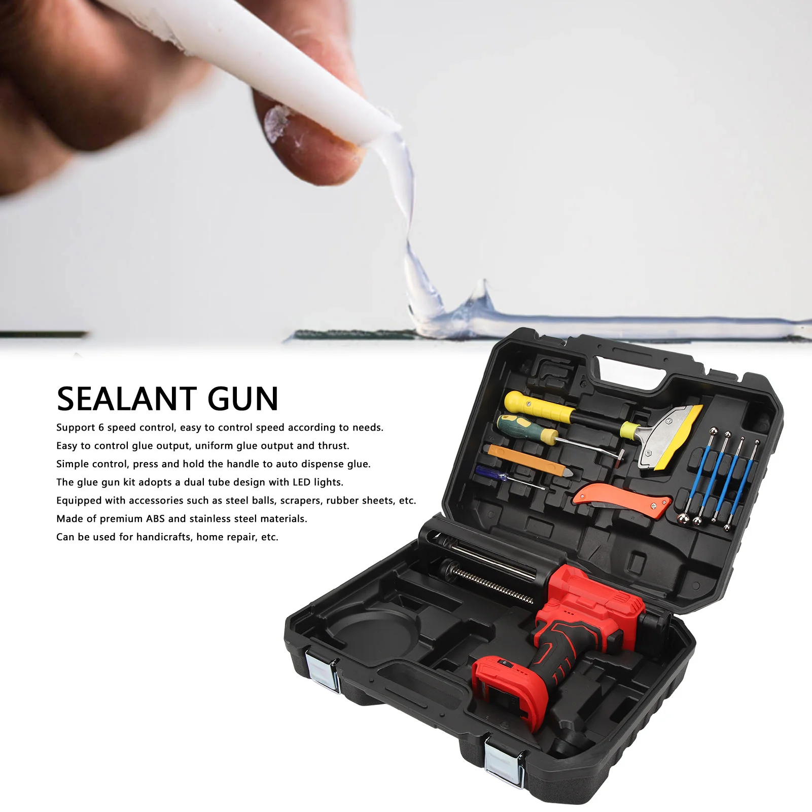 مسدس السد اللاسلكي 6 مستوى سرعة 800N مسدس السد مانع التسرب مع ضوء LED لختم بندقية السد اللاسلكي بندقية تسرب