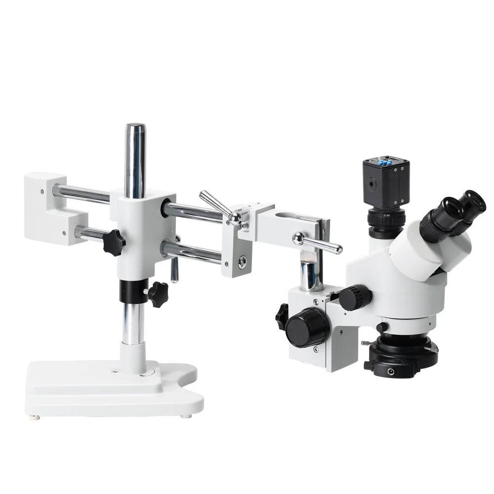 MUSTOOL 3.5X 90X Microscope Simul-Focal Double Boom Stand Trinocular Stereo Zoom Stereo Microscope 24MP 4K Compatible Camera