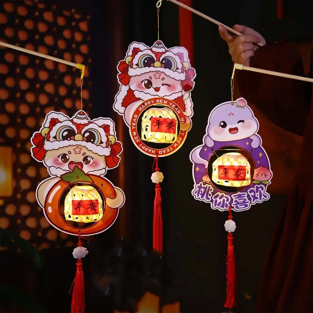 Chinese Style 2025 Snake Year Bamboo Lantern Traditional Luminous New Year Portable Lantern Handmade Paper