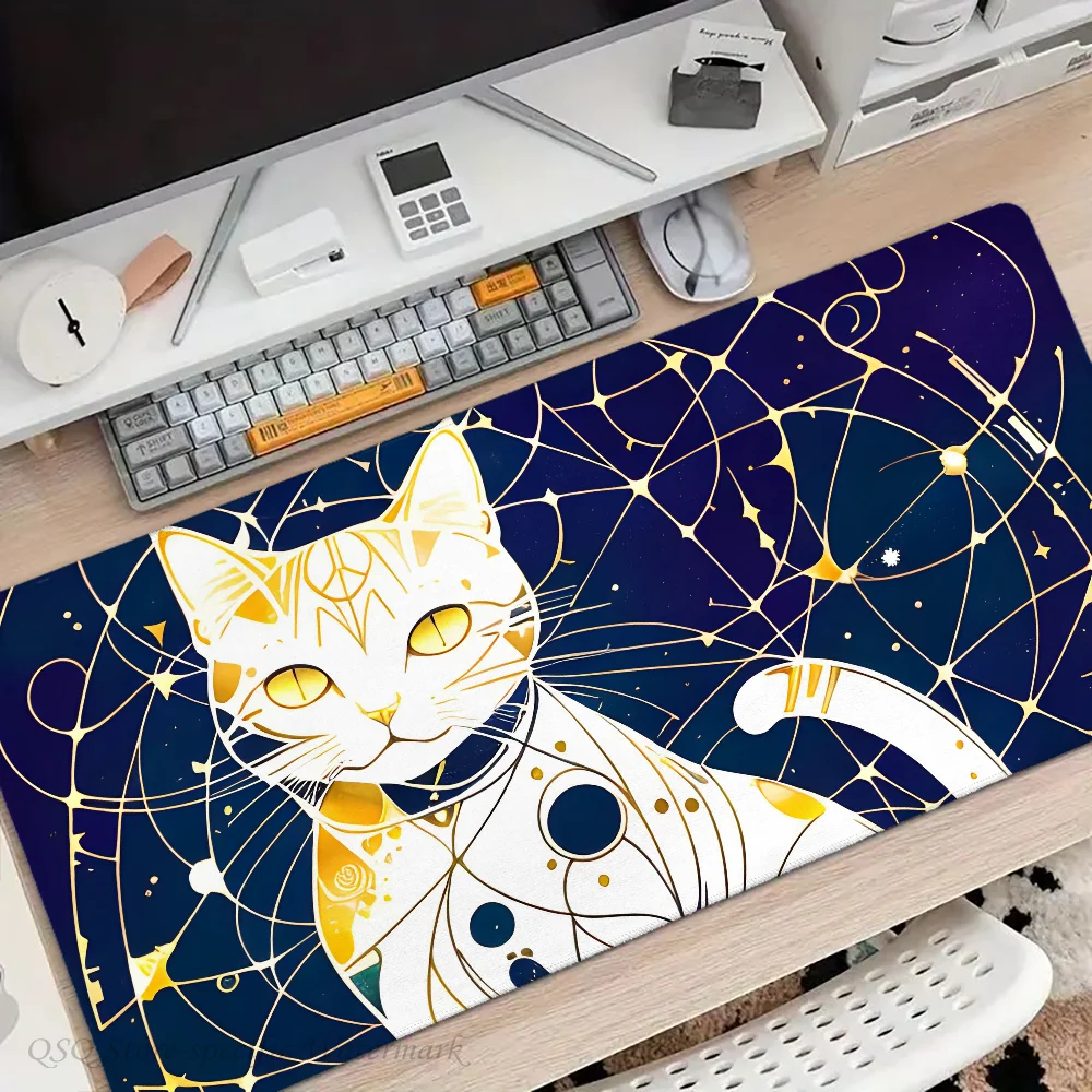 1pc Cute Starry Sky Cat Cartoon Mouse Mat Desk Mat With Pad Gaming Accessories Prime Gaming XXL Keyboard Pad Padding Mat