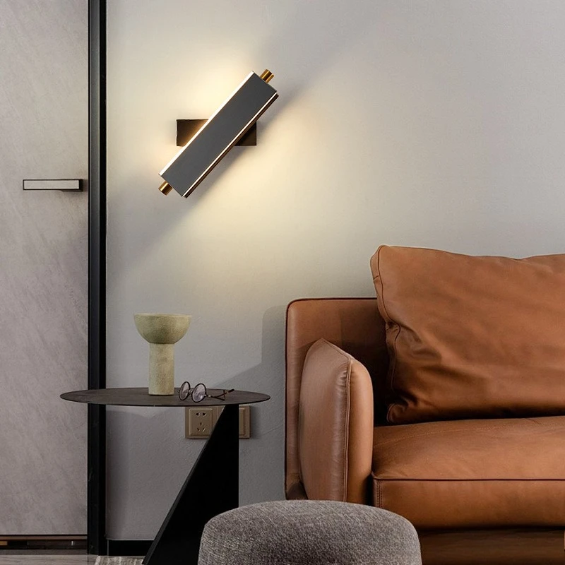 Minimalist 360 Degree Rotatable Wall Lamps LED Grey Gold Bedside Reading Lights Bedroom Living Dining Room Hallway Hotel Sconces