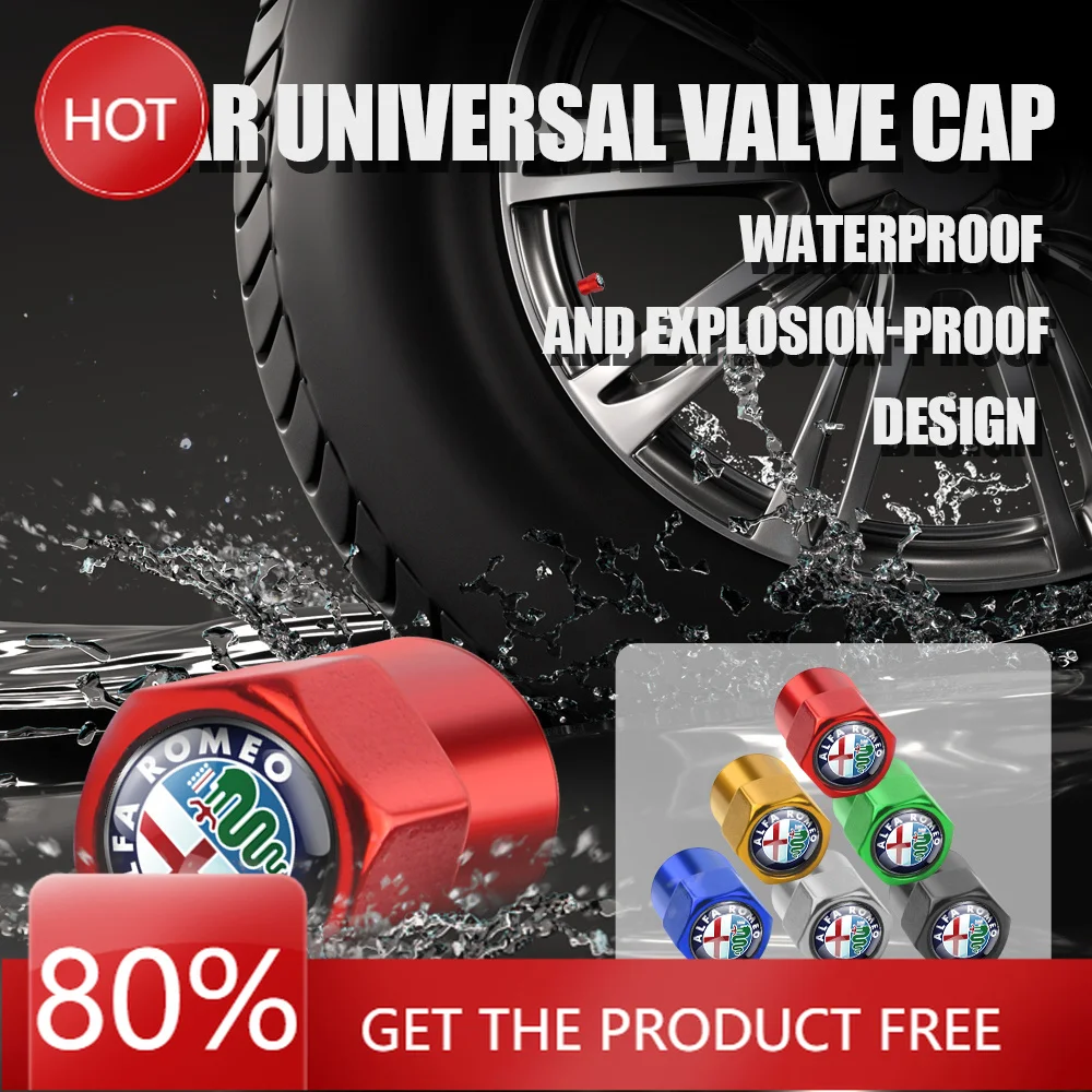 Hub Caps 4PCS Universal Car Tire Aluminum Alloy Hexagonal Valve For Alfa Romeo Giulietta Giulia GT Mito Brera F1 Stelvio