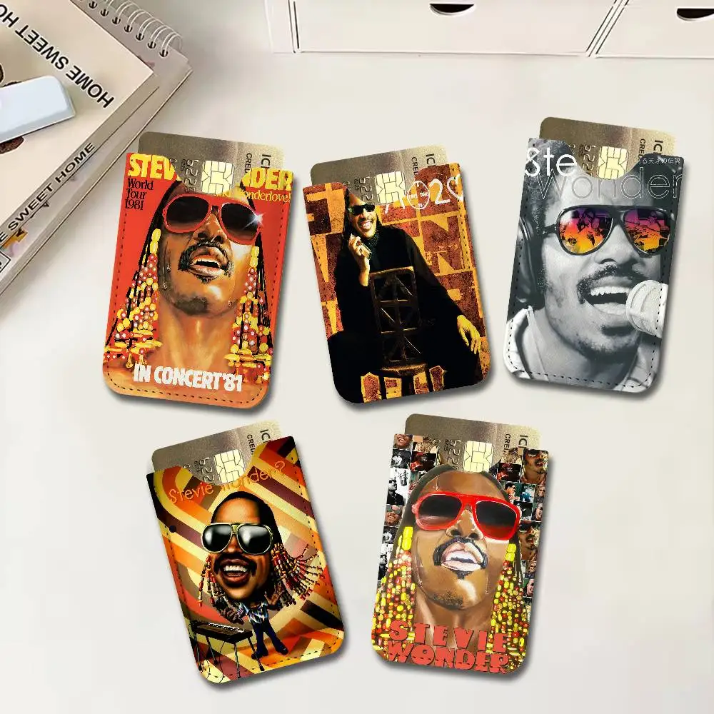 Stevie Wonder Singer Band Light and thin mini bag small and portable bus card protective leather case for men and women