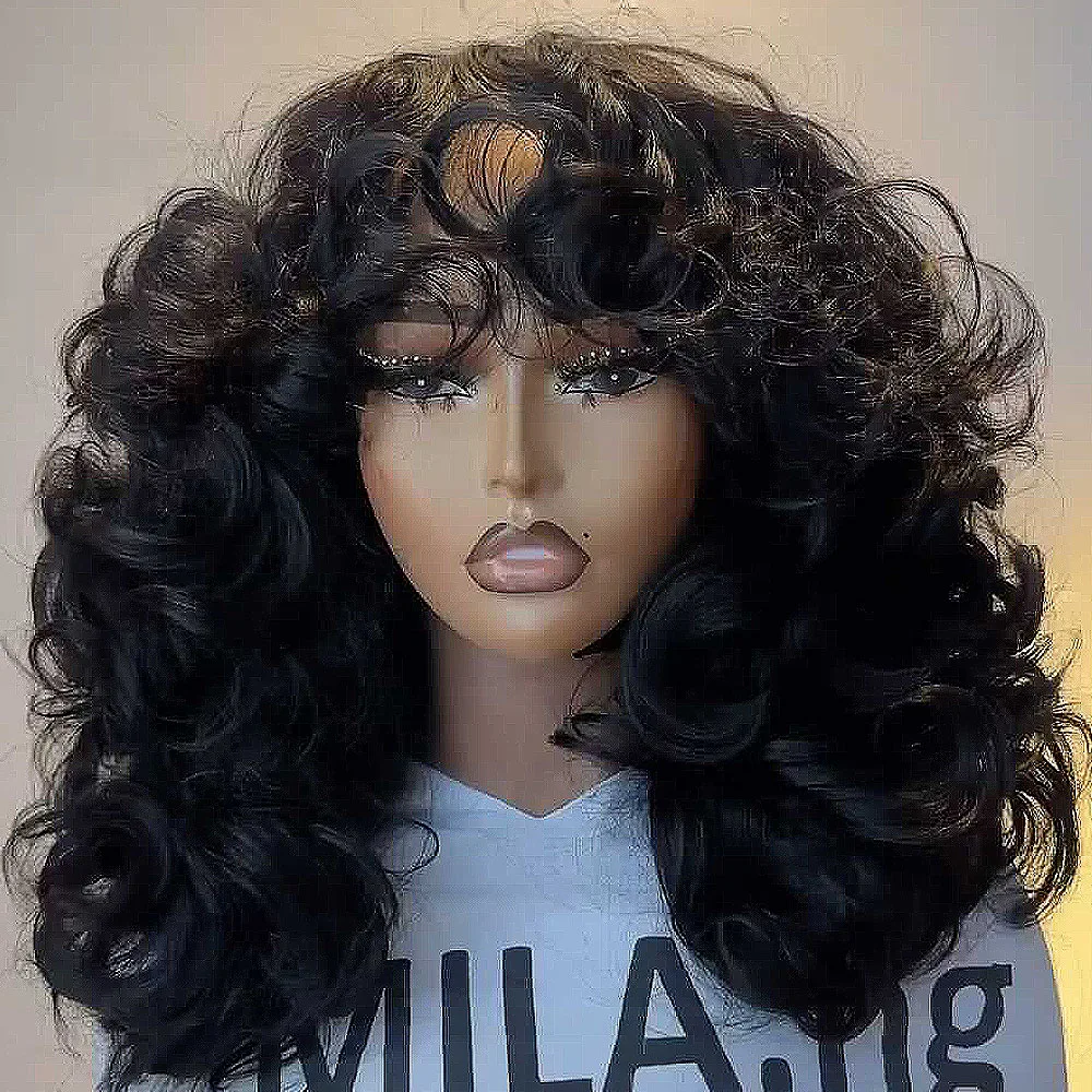 

400% Bouncy Curly 4x4 13x4 HD Transparent Lace Frontal 16-36 Inch Wear And Go Wigs Human Hair Glueless Wigs With Bangs For Women