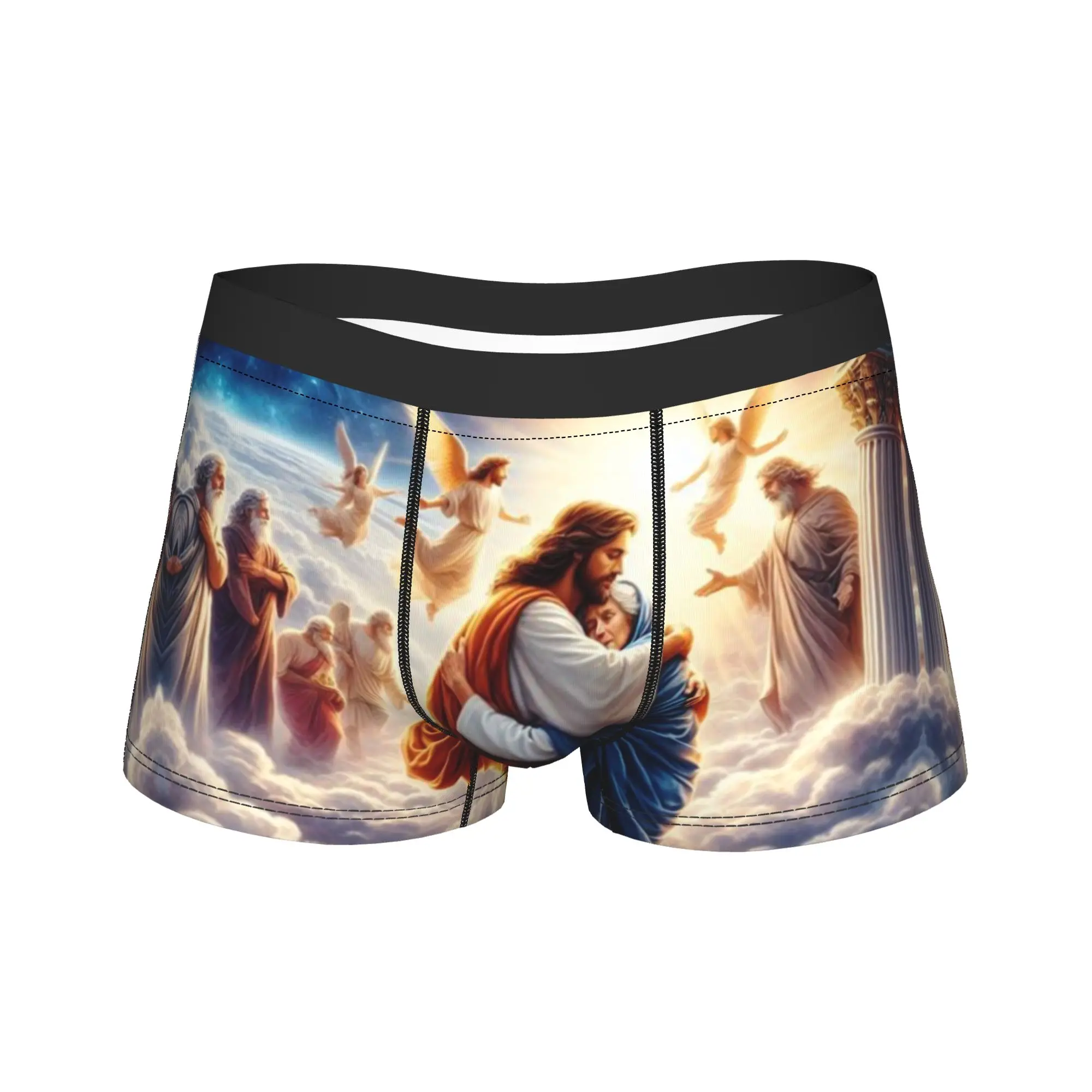 Man Religious Saint Jesus Christ Boxer Shorts,Smooth Bible Catholic Underwear Underpants