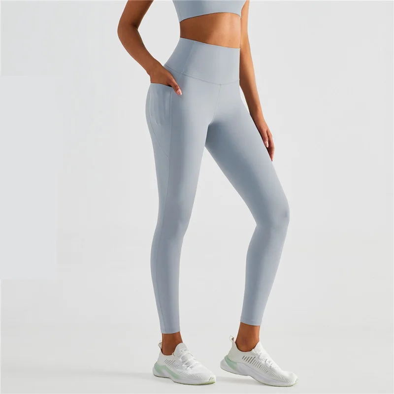 Solid Color Comprehensive Training Soft Women Sports Pants Tight Run Gym Clothing Gym Legging Yoga Workout Fintess Side Pocket
