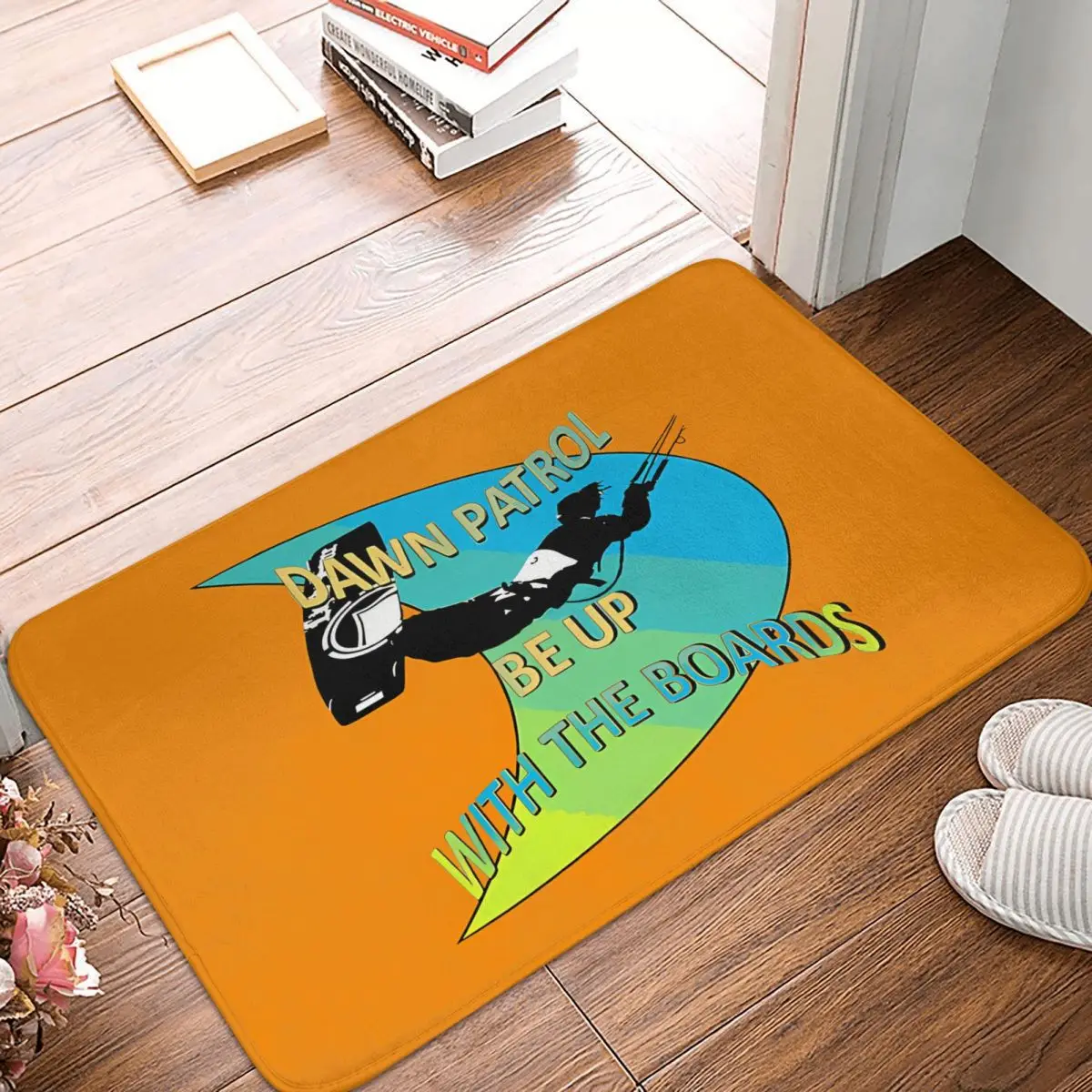 Action Extreme Sport Blue And Yellow Art Kitesurfing Kite Surfing Bathroom Mat Rug Home Doormat Kitchen Carpet Decor