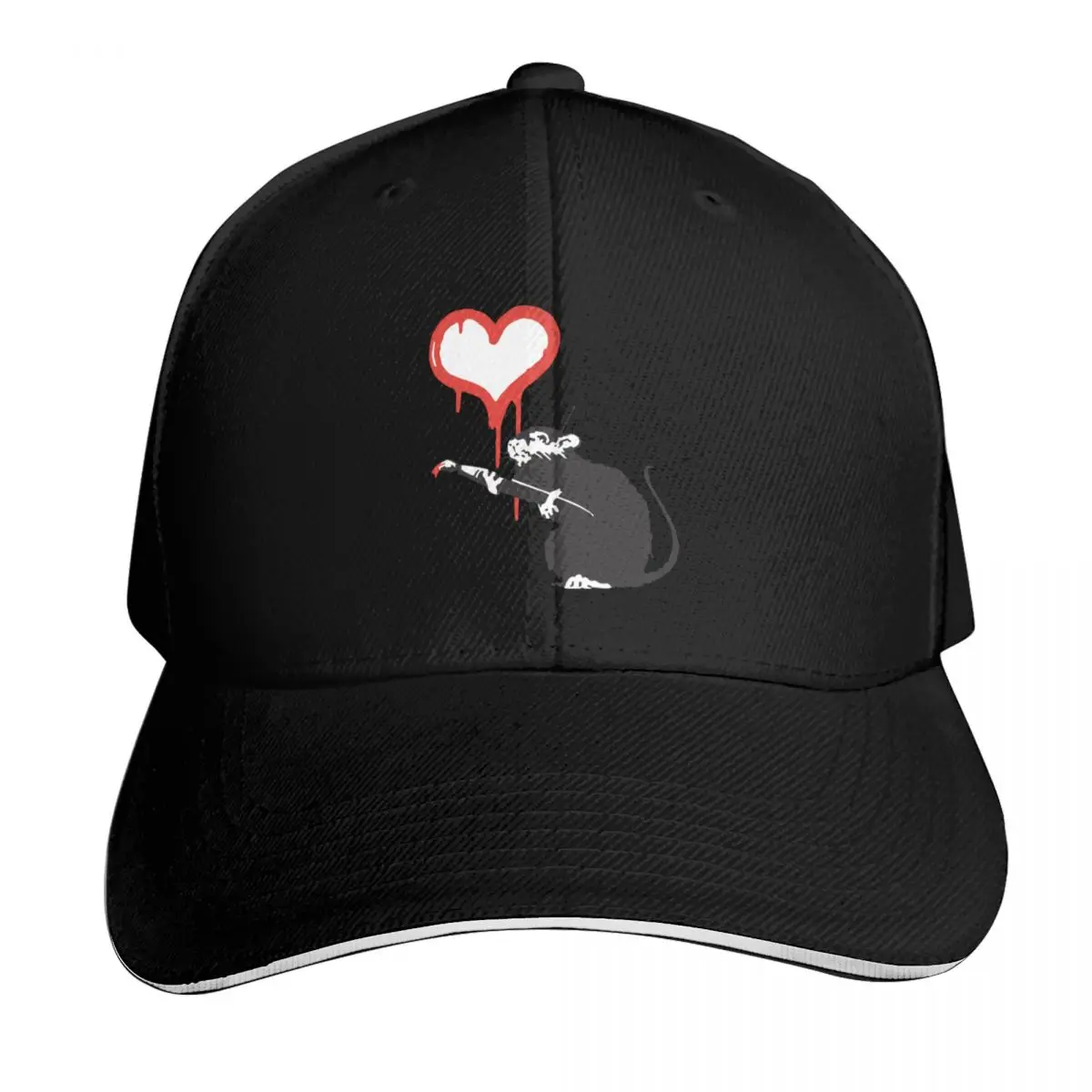 Banksy Hearts rat with remote control mind control Graffiti Street art with Banksy signature tag HD Baseball Cap