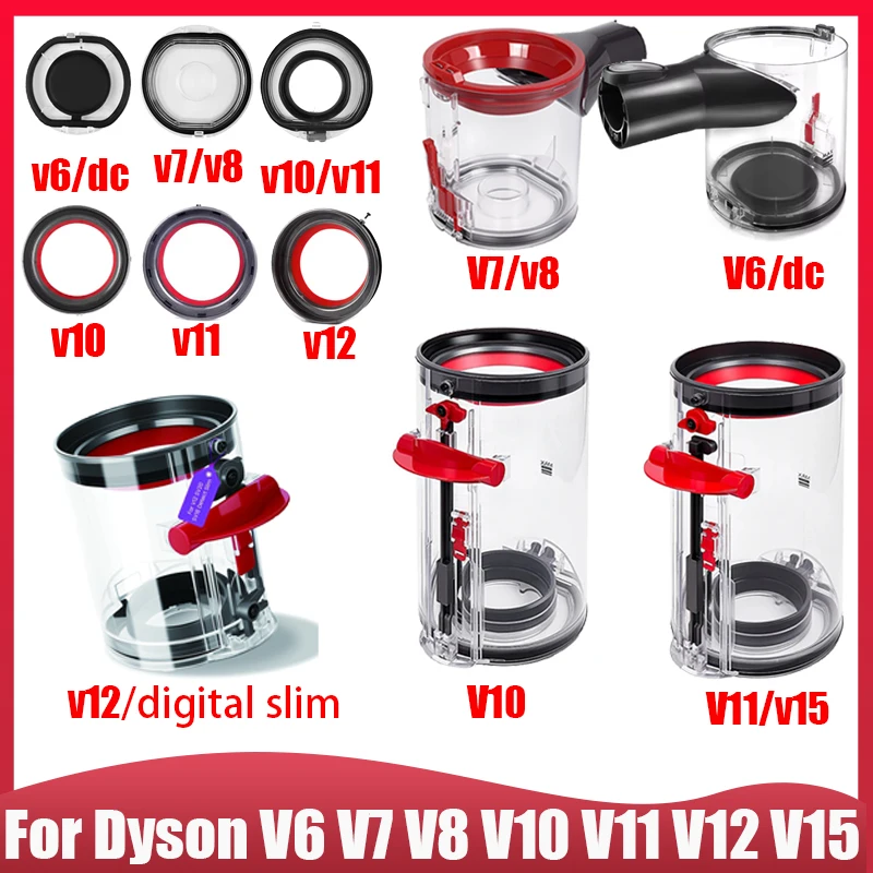 다이슨 V6 DC V7 V8 V10 V11 V12 V15 디지털 슬림 진공청소기 먼지통 및 뚜껑 교체 부품, 씰링 링 베이스 뚜껑 부품