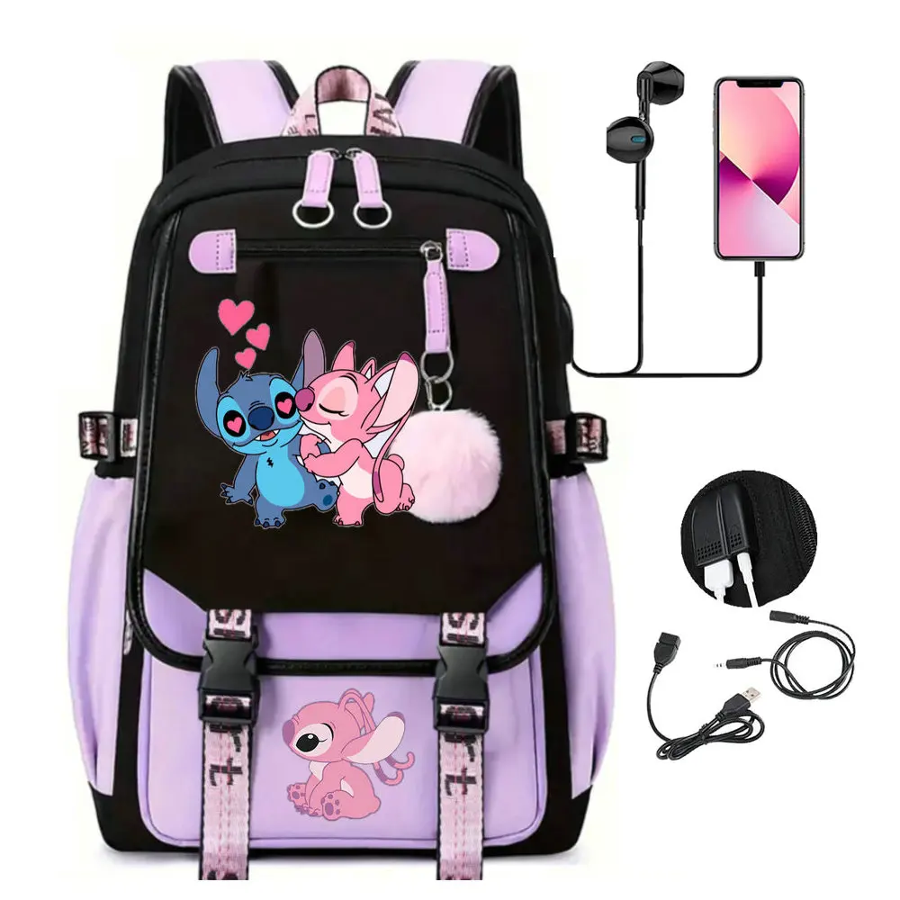 Mochila De Lilo And Stitch para niños y niñas, bolsa de viaje divertida de dibujos animados, mochila escolar para adultos y ordenador