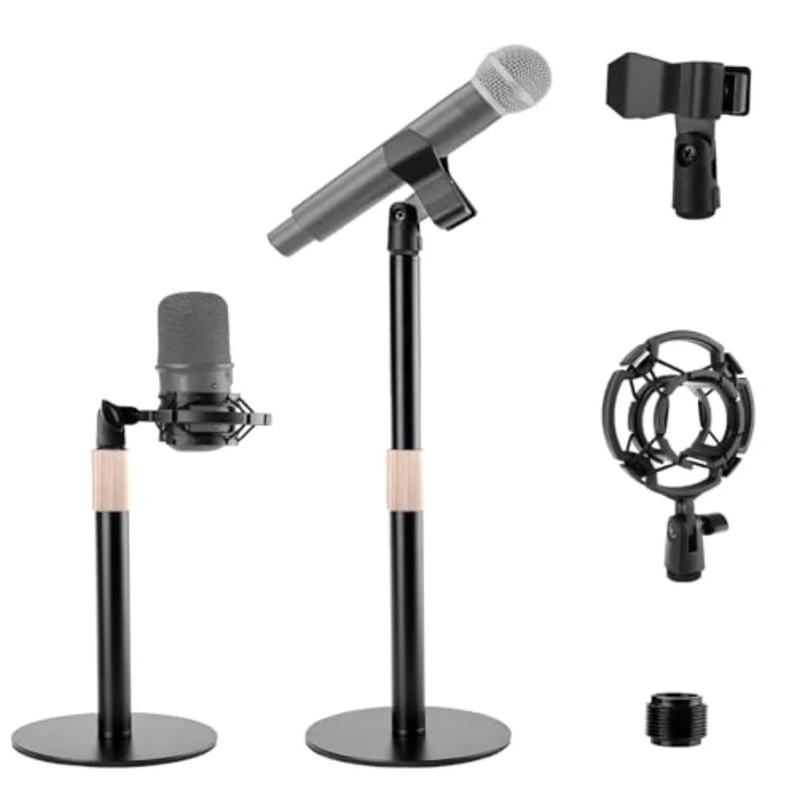 

Desk Microphone Mic Stand Adjustable Height Table Microphone Stand with Universal and Shock Mount Mic Clip one 3 816 Female to