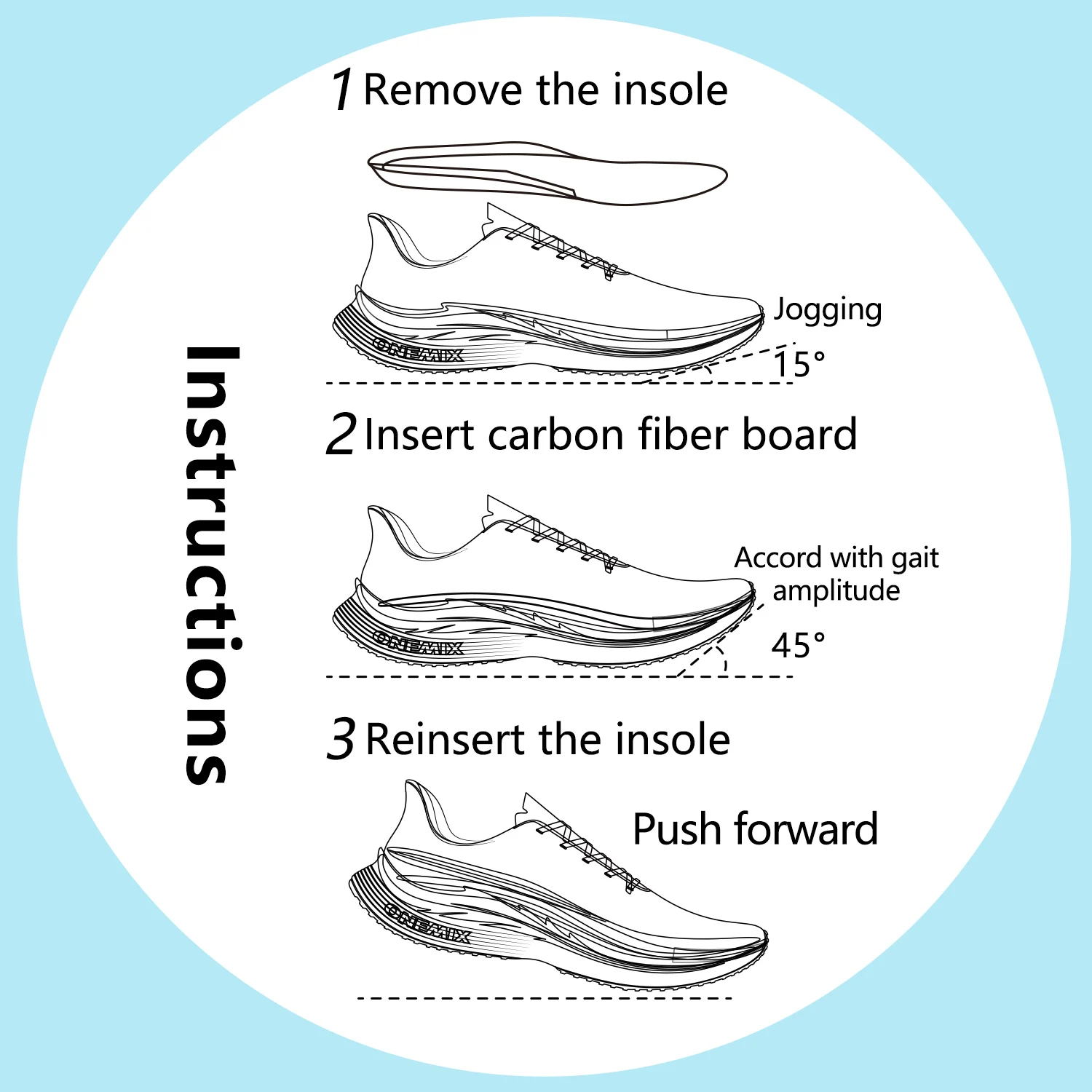 ONEMIX Marathon Training Running Shoes Special Carbon Plate 45 ° Forward Tilt to Improve Speed Students Test Competitive Running