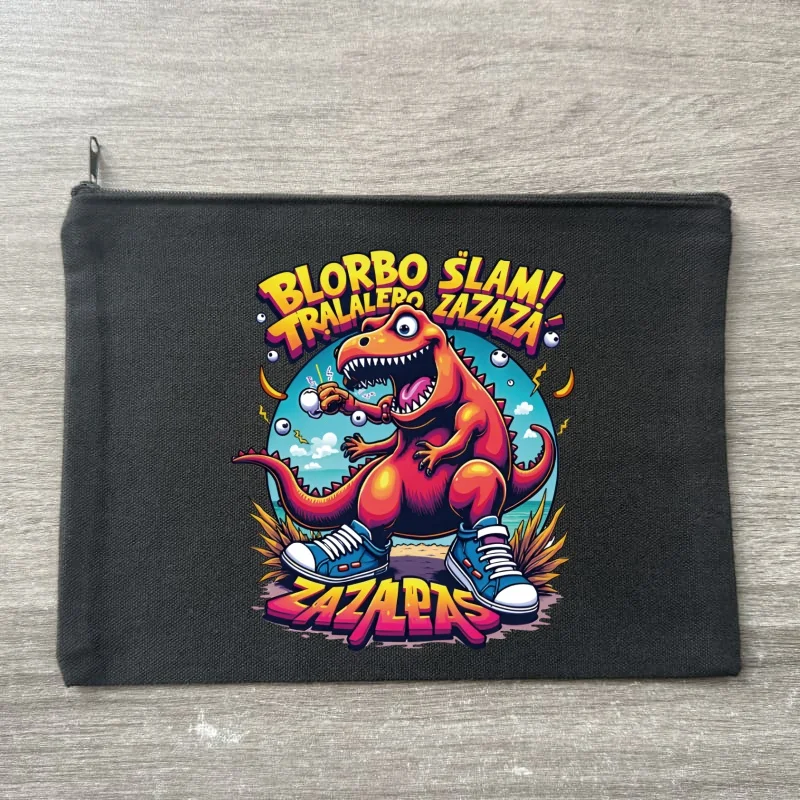 

Brainrot Meme Tralalero Tralala Women Canvas Black Cosmetic Bag Organizer Print Women Zipper Sundries Storage Makeup Bags